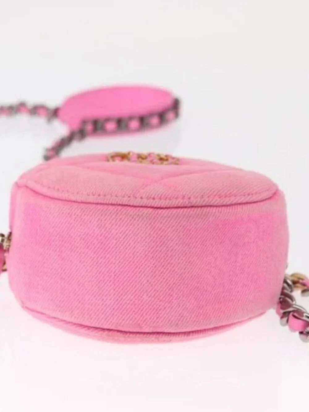CHANEL Matelasse Chain Shoulder Bag Canvas Pink Gold CC Auth bs32090